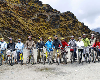 Group of cyclists ready to start their bike tour
