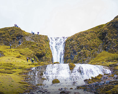 Waterfalls in the middle of the Lares valley