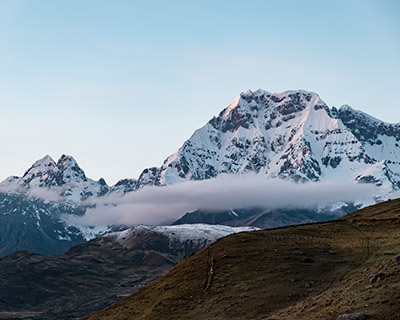 Panoramic sunset view of the Ausangate mountain