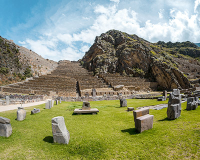 Panoramic image from the entrance of the Archaeological site in Ollantaytambo