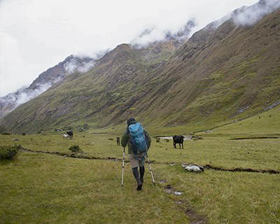 Man walking near the Inca Canal